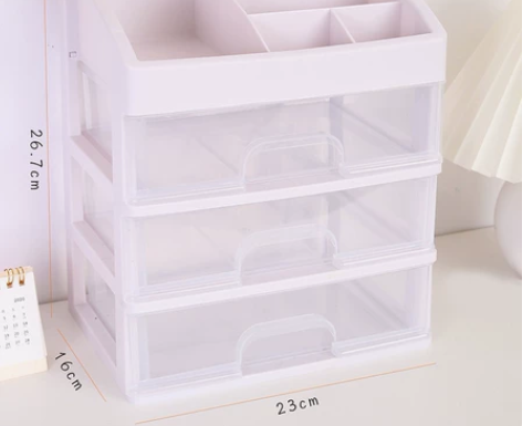 全新抽屉式透明化妆品收纳盒 四层首饰收纳盒...