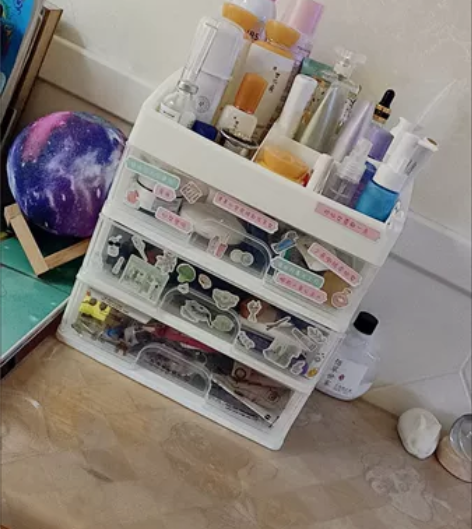 桌面化妆品收纳盒塑料收纳架抽屉式首饰盒化妆...