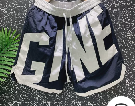 潮牌字母撞色短裤夏季男士个性休闲工装运动裤...