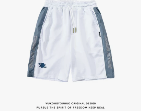 悟空有货街头嘻哈拼接运动短裤男潮牌宽松bf...