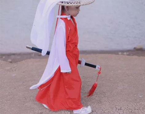 儿童汉服帽子斗笠古风帷幕cosplay面