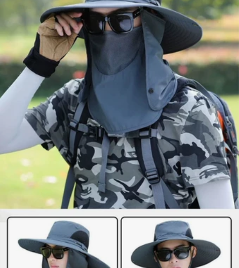 帽子男防晒帽钓鱼帽渔夫帽全面防晒防水遮脸夏...