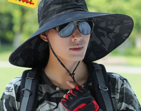 太阳帽户外遮阳帽大帽檐钓鱼帽渔夫帽防紫外线...