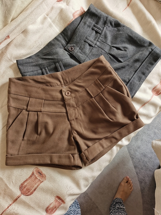 秋冬 毛呢 西服 小短裤