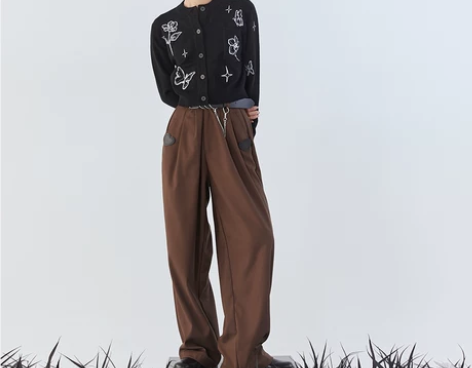 OceanMine原创设计 秋冬棕色复古撞...