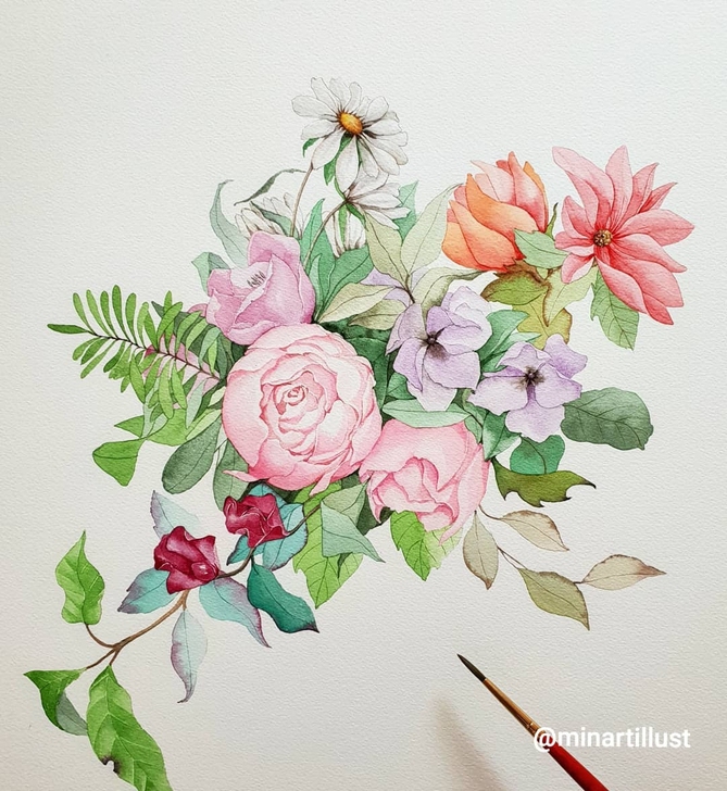 Z43水彩插画花卉植物绘画素材768p