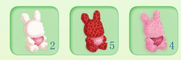 奥比岛情人节家具（拆）白玫瑰兔玩偶红玫瑰兔...