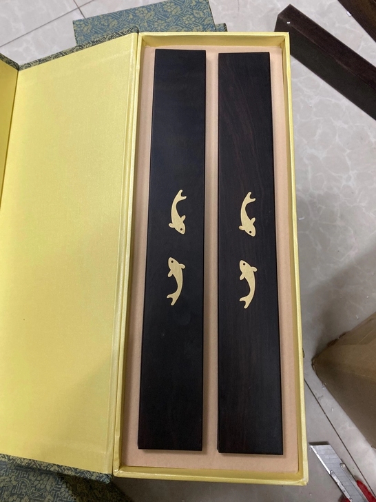 黑檀花梨木实木镇尺镇纸30cm长文房四宝配...