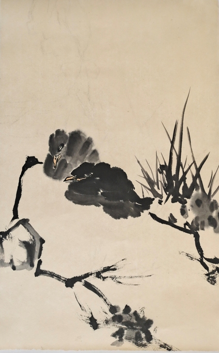 纯手绘写意花鸟小品画片一幅，仿古生宣纸。尺...