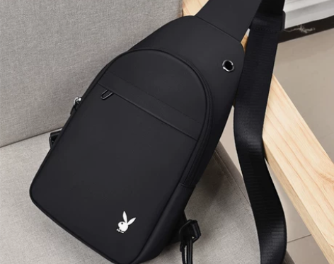 花花公子胸包男士单肩斜挎包潮流学生帆布休闲...