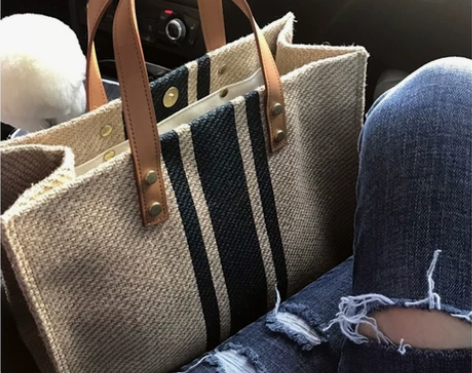 韩版女士手提公文包职业通勤条纹简约单肩大包...