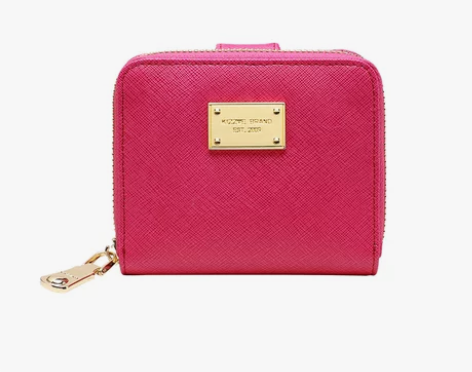 KIZZME牛皮新款十字纹两折多用短款女士...