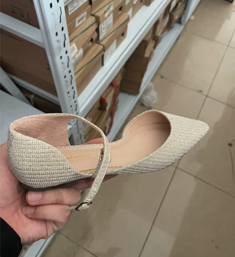 亮片高跟鞋女2022春夏新款设计感小众中空...