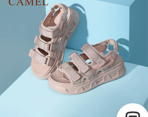 骆驼女鞋2022新款夏季新款厚底老爹平底凉...