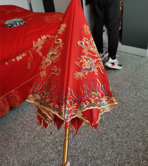 结婚红伞，新娘出嫁接亲红伞 伞长88cm ...