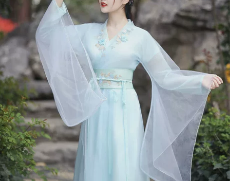 汉服女夏中国风仙气古风蓝色古装广袖流仙裙改...