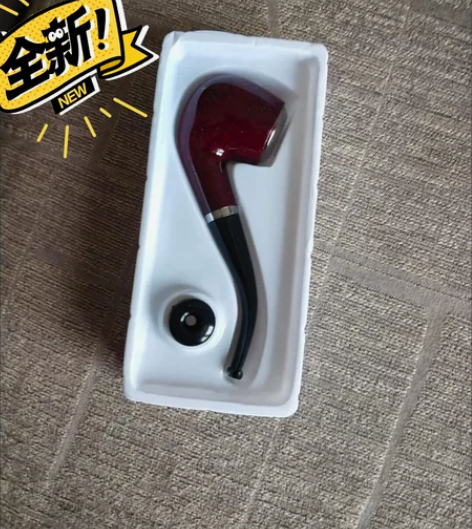 包邮全新弯式中国过滤手工黑檀木男士铁锅烟具...