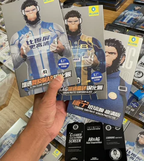 新款蓝猩钢化膜苹果14pro康宁磨砂增透1...
