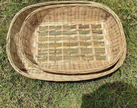 竹编方形竹筐菜篮子收纳竹制品拜神托盘家用水...