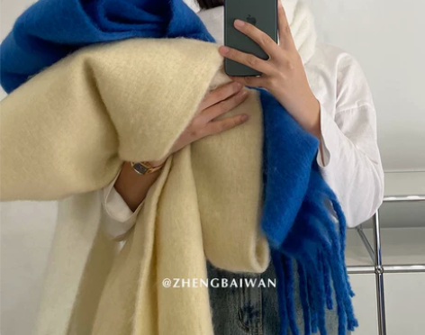 限时抢购价！马海毛绒围巾女定制14款经典色...