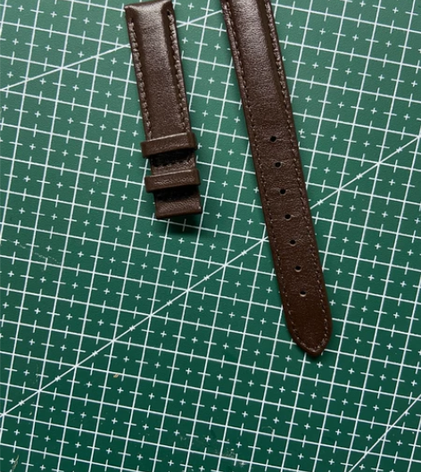 适配飞亚达原装表带头层棕色小牛皮 底部防水...