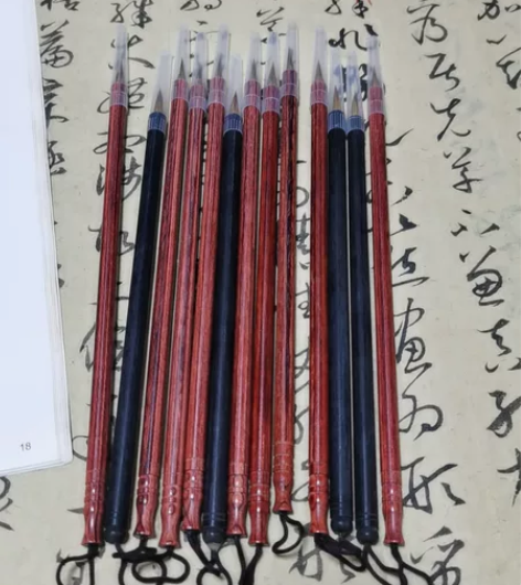 捡漏红檀木黑檀木狼毫小楷笔，做工精良耐用，...