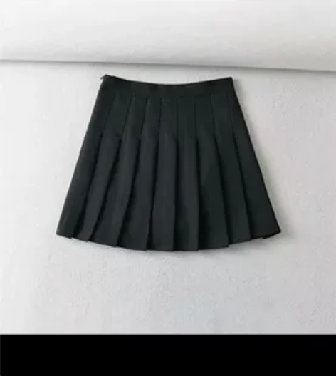 实体购入黑色百褶裙早春款甜美少女纯色百搭学...