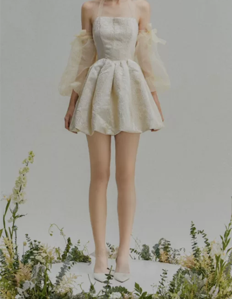 蓬蓬短裙Bloomin限定优雅气质连衣裙性...