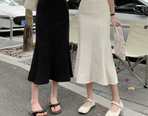 黑色鱼尾裙半身裙女装夏季2022新款高腰显...