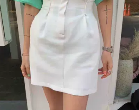 韩国东大门女装正品 高腰收腰褶皱半身裙短裙...