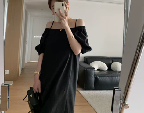 elielim 时髦极简两穿吊带连衣裙女夏...