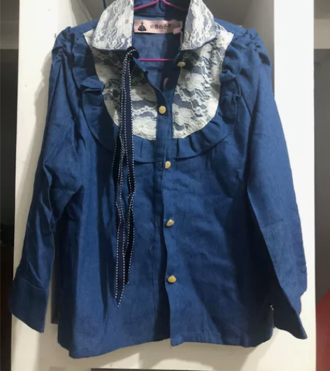 全新带吊牌女儿童宫廷复古荷叶边纯棉长袖衬衫...