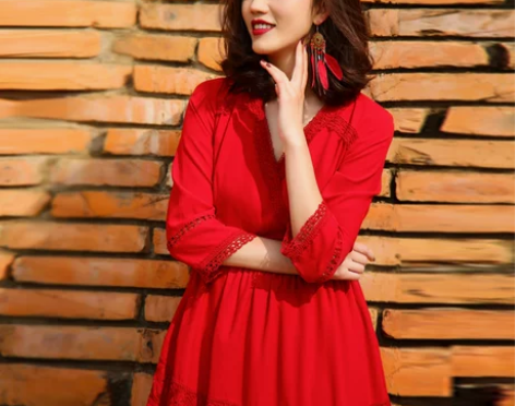 茶卡盐湖裙子大红色沙滩裙女三亚海边度假超仙...