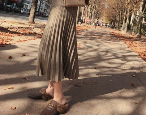 ?夏诗文定制 复古英伦风格纹高腰百褶半身裙...