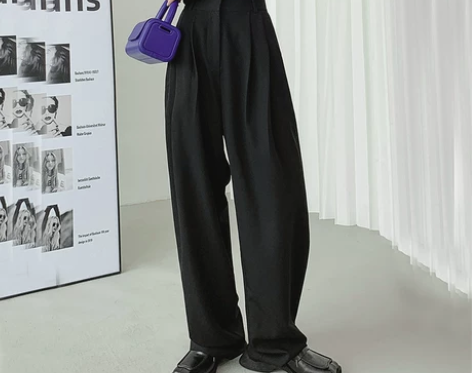 ?黑色西装裤女阔腿裤夏季薄款设计感冰丝高腰...