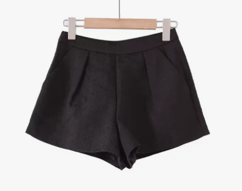 黑色西装短裤女秋冬宽松外穿高腰a字阔腿裤大...