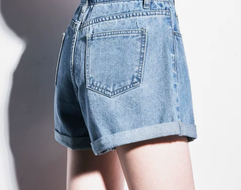 唐狮卷边牛仔短裤女夏新款韩版宽松阔腿显瘦学...