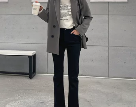 小米熊高腰开叉牛仔裤女2022年春季新款显...