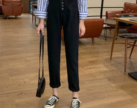 裤子2020新款春装女韩版高腰牛仔裤显瘦百...