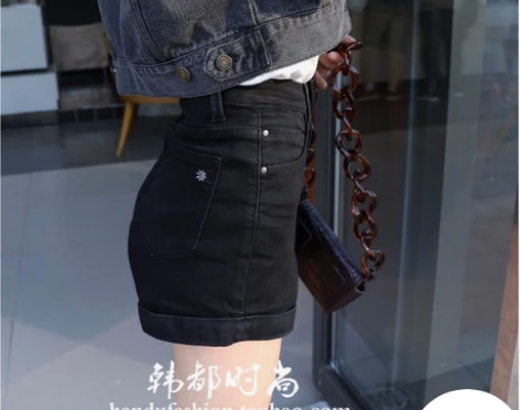 牛仔短裤女夏高腰2019新款韩版网红百搭休...