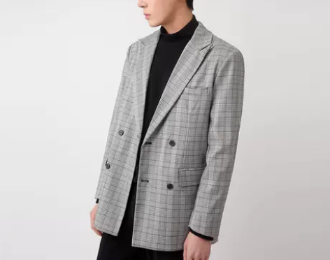 休闲格子西装外套男港风复古上衣单件韩版潮流...