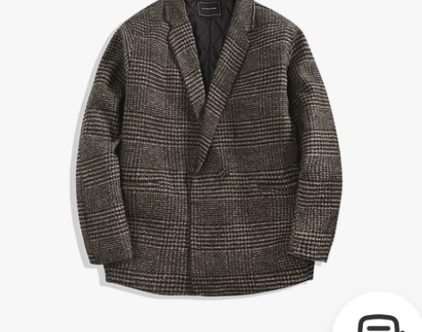 冬季原宿风复古加棉厚毛呢料西装外套男韩版宽...