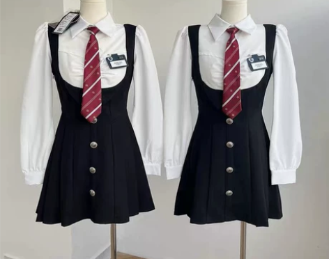 画解 校园小说女主 假两件连衣裙女秋学院风...