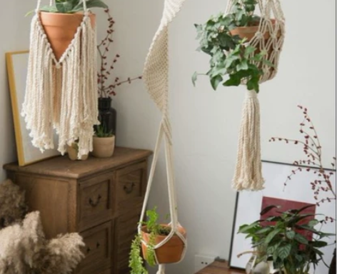 ins编织挂毯花篮 北欧风手编壁挂 植物悬...