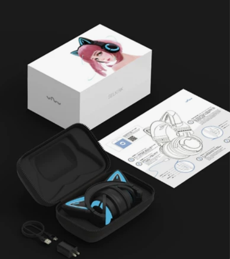 妖舞猫耳朵耳机3s发光头戴式蓝牙降噪音乐电...