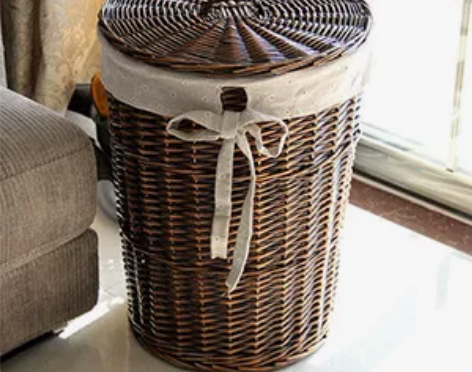 宜然家居脏衣篮藤编有盖收纳箱大号脏衣篓脏衣...