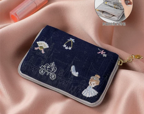 便携折叠首饰包布艺刺绣收纳包日式戒指耳钉项...