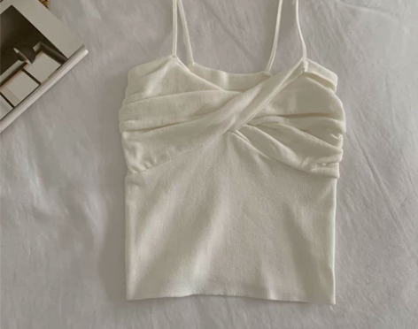 小心机修身性感针织吊带背心女交叉设计感外穿...