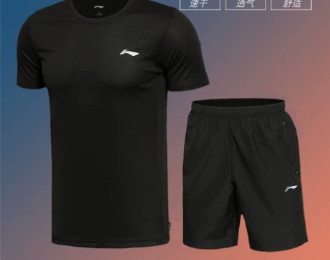 李宁运动套装男士夏季2018新款正品健身房...