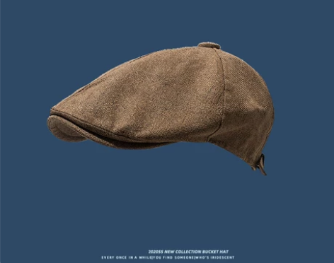 日系复古前进帽女潮亚麻透气秋季大头围文艺贝...